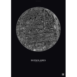 Affiche Buenos Aires – Poster vue satellite 2.5km N&B | Gravura – Fond foncé