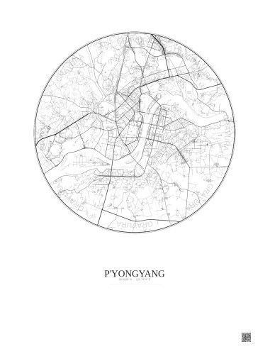 Affiche P Yongyang – Poster carte de ville 10km | Gravura – Fond clair