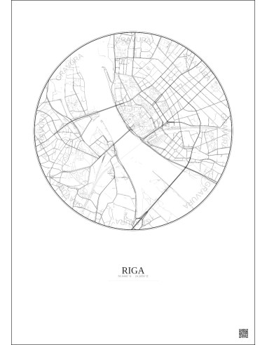 Affiche Riga – Poster carte de ville 2.5km | Gravura – Fond clair