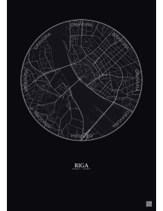 Affiche Riga – Poster carte de ville 2.5km | Gravura – Fond foncé