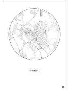 Affiche Chisinau – Poster carte de ville 10km | Gravura – Fond clair