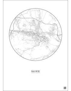 Skopje City Map Poster 10km | Gravura – Light background
