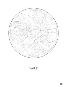 Skopje City Map Poster 2.5km | Gravura – Light background
