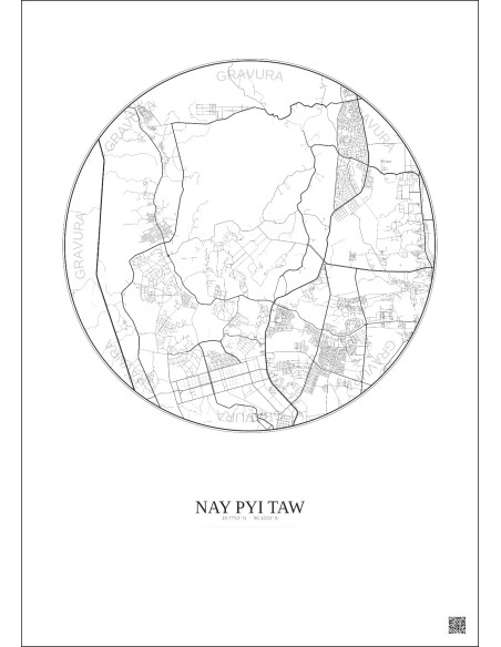 Affiche Nay Pyi Taw – Poster carte de ville 10km | Gravura – Fond clair