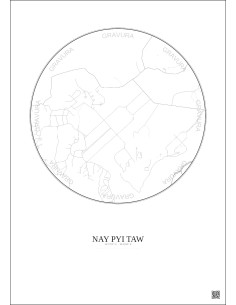 Nay Pyi Taw City Map Poster 2.5km | Gravura – Light background
