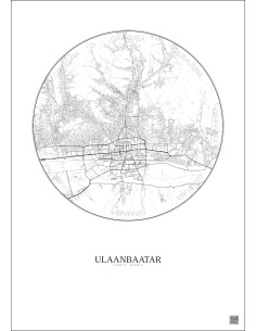Ulaanbaatar City Map Poster 10km | Gravura – Light background