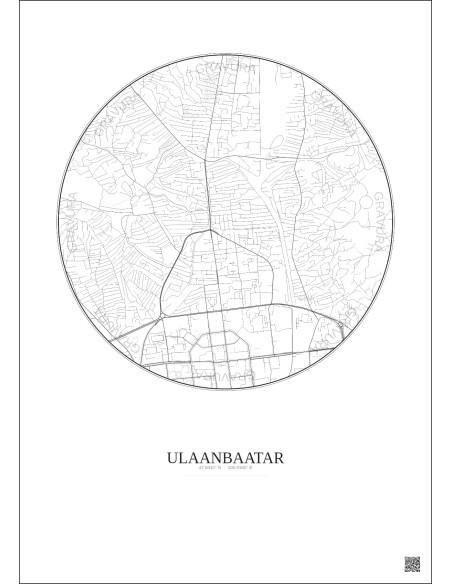 Affiche Ulaanbaatar – Poster carte de ville 2.5km | Gravura – Fond clair