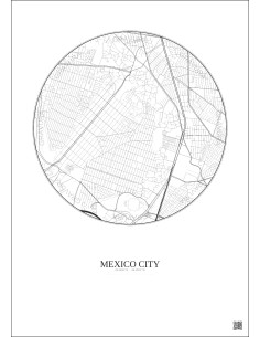 Affiche Mexico City – Poster carte de ville 2.5km | Gravura – Fond clair