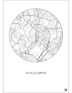 Kuala Lumpur City Map Poster 6km | Gravura – Light background