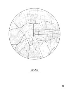 Affiche Seoul – Poster carte de ville 2.5km | Gravura – Fond cla