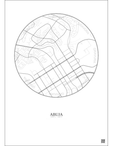 Affiche Abuja – Poster carte de ville 2.5km | Gravura – Fond clair