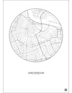 Amsterdam City Map Poster 2.5km | Gravura – Light background