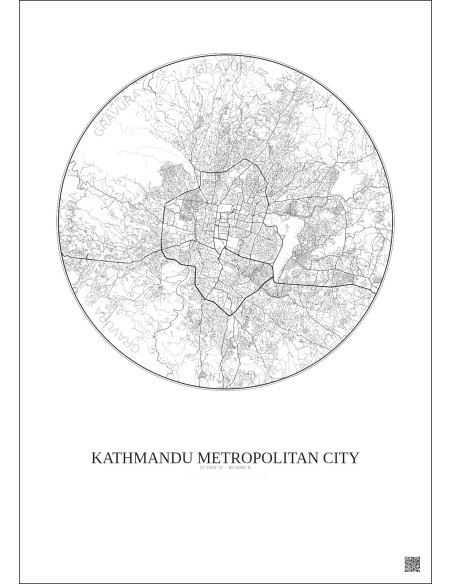 Kathmandu Metropolitan City City Map Poster 10km | Gravura – Light background