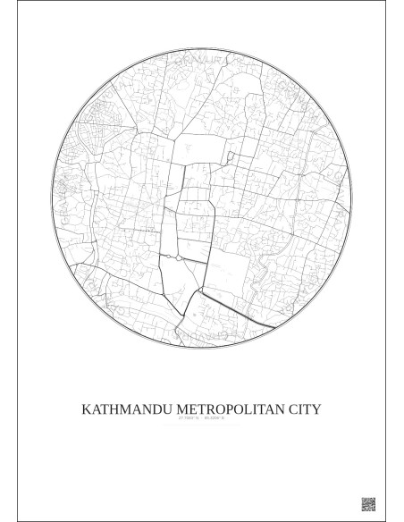 Kathmandu Metropolitan City City Map Poster 2.5km | Gravura – Light background