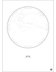 Sete City Map Poster 2.5km | Gravura – Light background