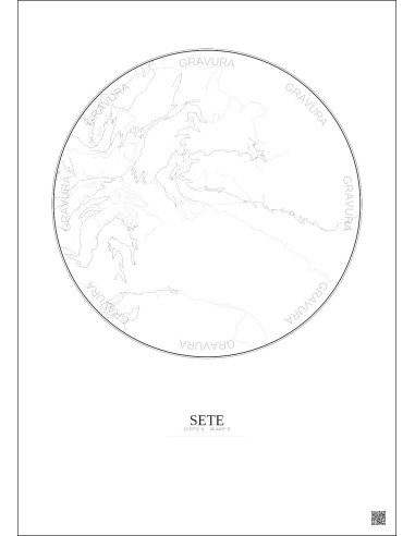 Sete City Map Poster 5km | Gravura – Light background