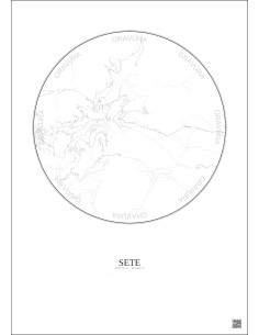 Sete City Map Poster 10km | Gravura – Light background