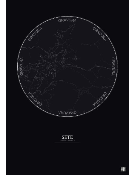 Sete City Map Poster 10km | Gravura – Dark background