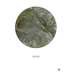 Affiche Vienna – Poster vue satellite 10km Couleur | Gravura – Fond clair