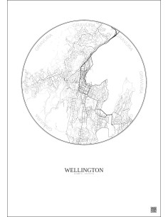 Wellington City Map Poster 6km | Gravura – Light background