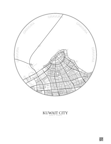 Affiche Kuwait City – Poster carte de ville 10km | Gravura – Fond clair