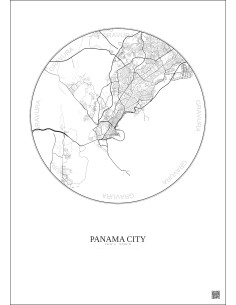 Panama City City Map Poster 10km | Gravura – Light background
