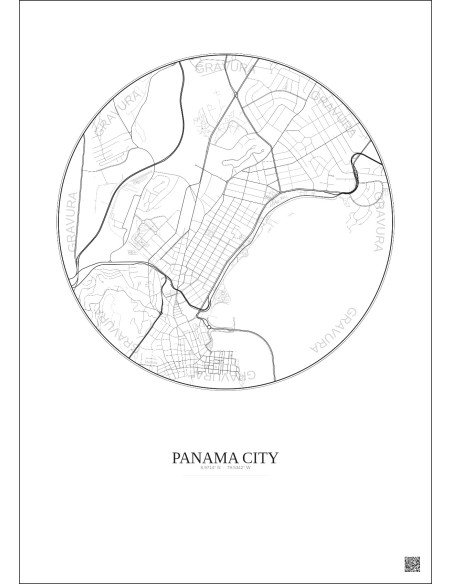 Panama City City Map Poster 2.5km | Gravura – Light background
