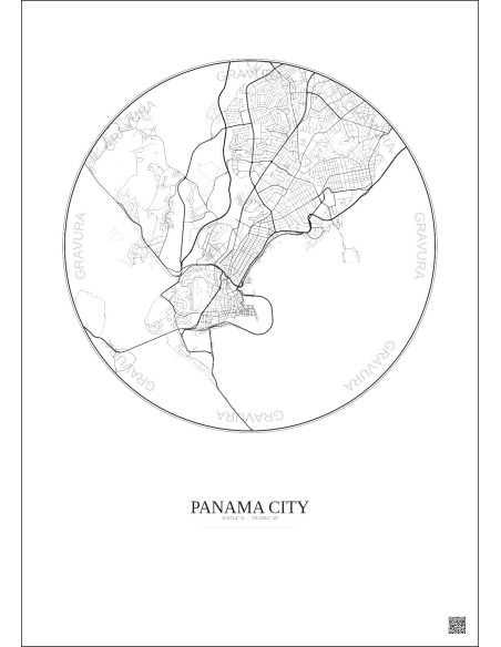 Panama City City Map Poster 6km | Gravura – Light background