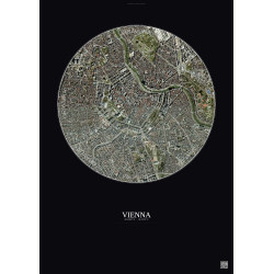 Affiche Vienna – Poster vue satellite 2.5km Couleur | Gravura – Fond foncé