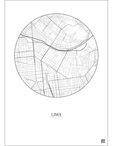 Lima City Map Poster 2.5km | Gravura – Light background