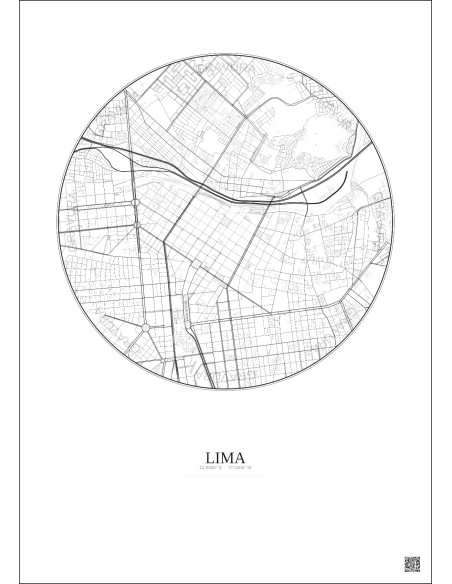 Lima City Map Poster 2.5km | Gravura – Light background