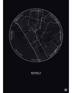 Affiche Manila – Poster carte de ville 2.5km | Gravura – Fond foncé