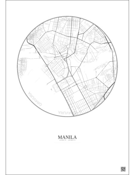 Manila City Map Poster 2.5km | Gravura – Light background